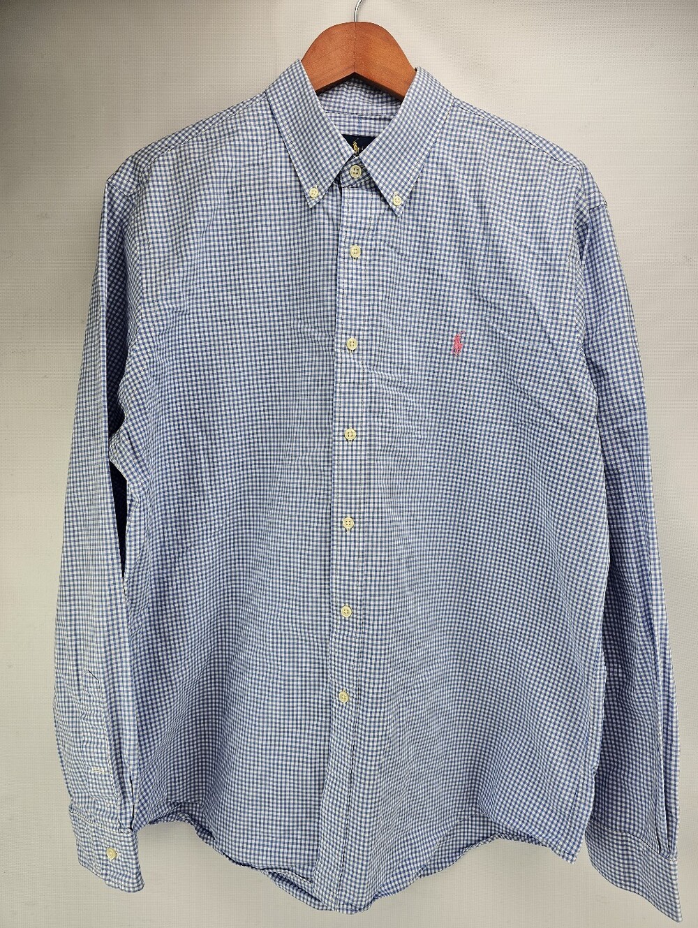 Ralph Lauren Long-sleeve Cotton Button-down Shirt Blue White Gingham Check XL